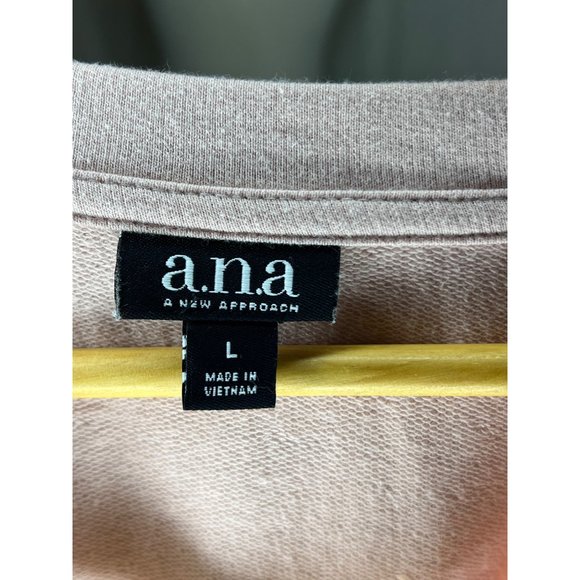 A.N.A. A new approach lace up front knit pink sweatshirt hi-lo long sleeve V-nec - Picture 7 of 8